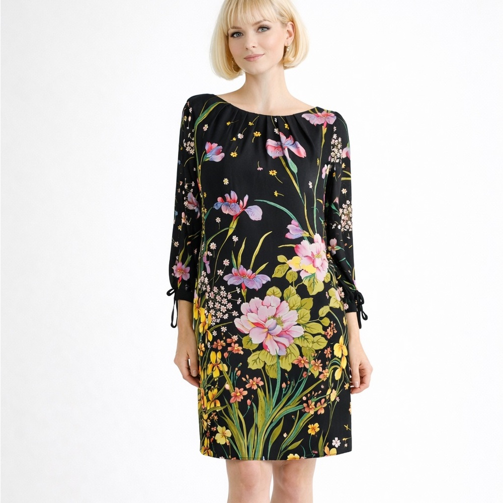 MILLY Simone Black Floral Dress